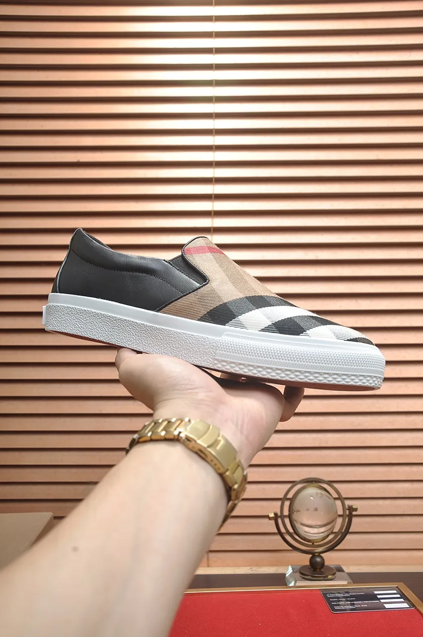 Men's shoes💰480💶[Burberry] (cowhide lining) classic low-top sneakers｜Imported cowhide with classic plaid fabric｜Cow leather lining｜Original outsole｜Fine workmanship and comfortable to wear Size: 38-44 (customized at 45)